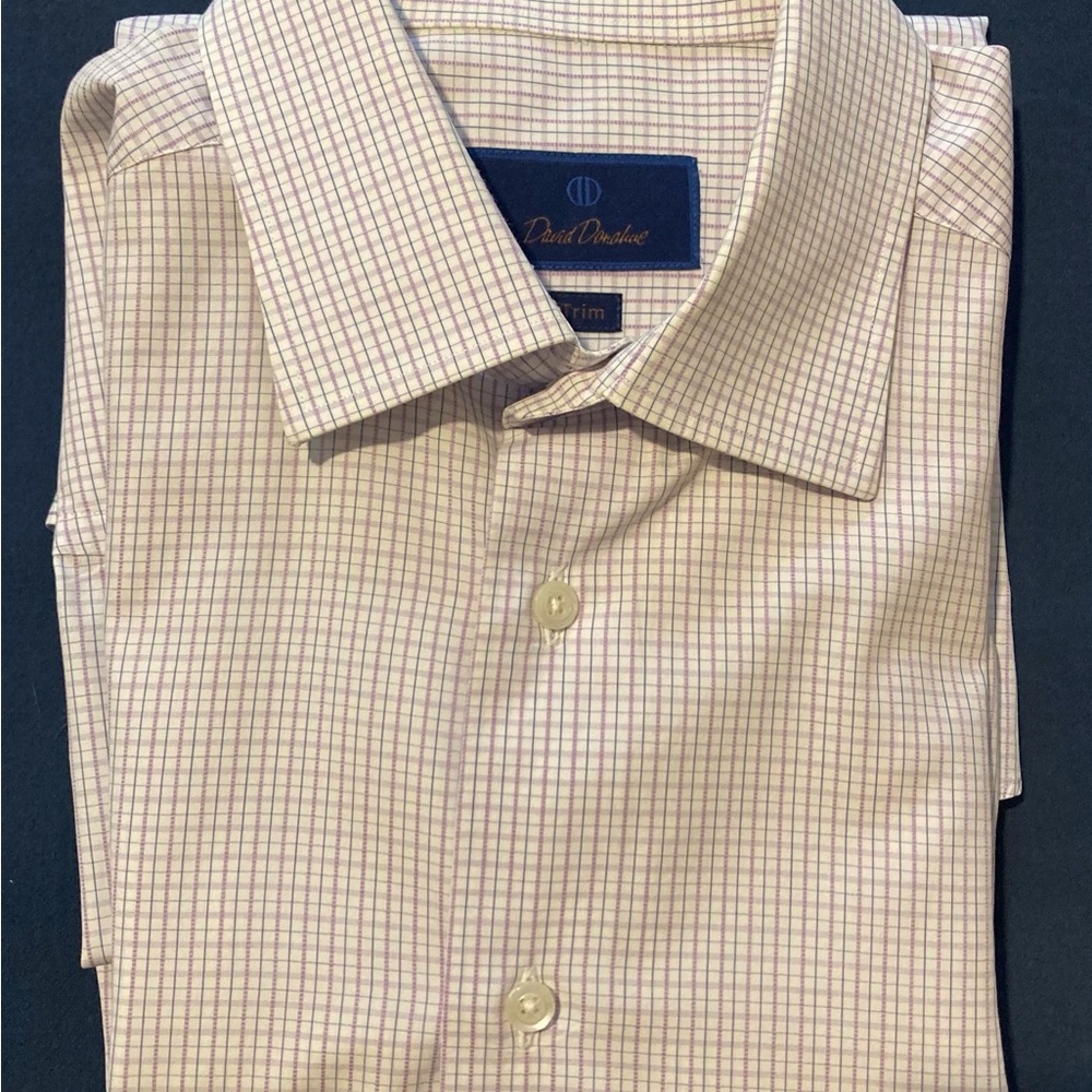 David Donahue Men's Checkered Dress Shirt - Lilac & Blue